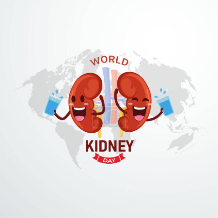 Illustration for World Kidney day poster or banner vector illustration. Kidney Care Awareness campaign Illustration - Royalty Free Image