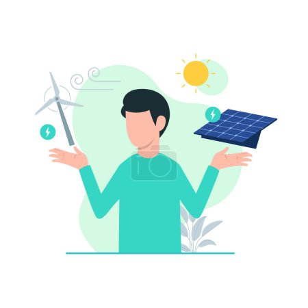 Alternative renewable energy and natural resources flat illustration concept