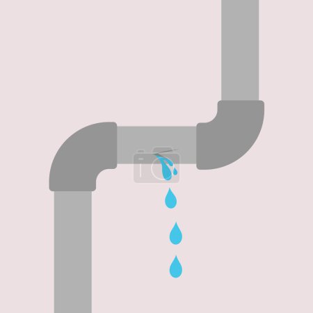 Illustration d'une fuite de tuyau égouttant et remplissant une pièce d'eau