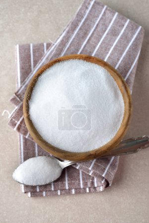 Photo for Healthy sugar substitute erythritol on a gray background - Royalty Free Image
