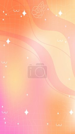 Téléchargez les illustrations : Trendy jaune orange rose flou gradient de maille abstrait fond de gabarit storic avec espace de copie et dessiné à la main Kawaii Y2K ligne et éléments ondulants griffes lisses et arrondies Idéal pour une utilisation sur social - en licence libre de droit