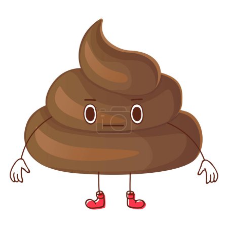 Illustration for Poop ironic character frustrated expressing emotional distress. Can be used for stickers. Stock vector illustration isolated on white background in flat cartoon style. - Royalty Free Image