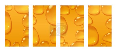 Illustration for Set of yellow macro waterdrops story backgrounds. Stock vector illustration in cartoon blurry style. - Royalty Free Image