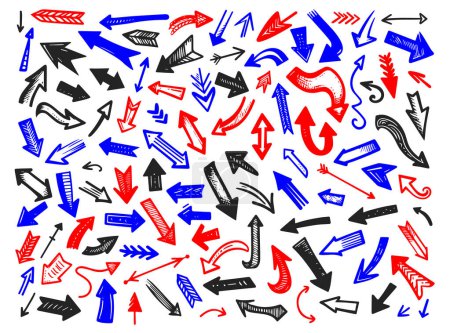 Ilustración de Plantilla Flechas Incompletas sobre fondo aislado, Colección Vectorial de Símbolos Direccionales Dibujados a Mano para Diseño Gráfico, Infografías y Presentaciones. Ilustración vectorial - Imagen libre de derechos