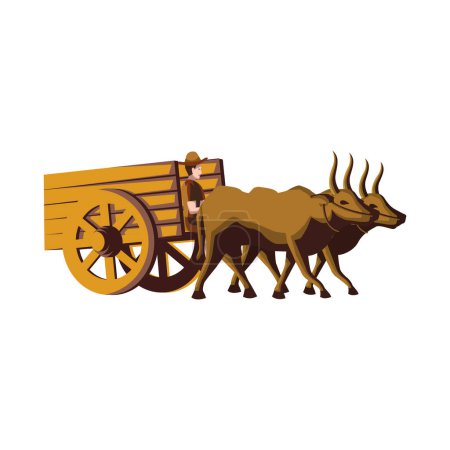 Illustration for Clipart of cartoon version of cow cart - Royalty Free Image
