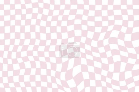 Pattern psychedelic checkerboard. Groovy retro wavy checkered texture. Psychedelic modern playful background. Retro graphic y2k design. Twisted and distorted trendy style illustration