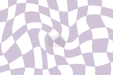 Abstract chess board retro background. Psychedelic design. Retro checkerboard wavy pattern 70s 90s background texture. Checkered groovy pattern for surface design