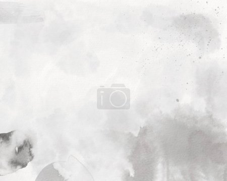 Monocromo gris acuarela pintado de tela texturizada de papel para el diseño, tarjeta vintage, plantilla retro. Ilustración de acuarela de efecto tinta en blanco y negro. Grunge abstracto tonos grises acuarela fondo