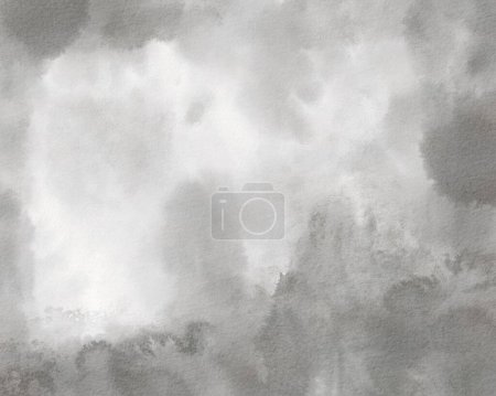 Abstrait fond d'aquarelle grunge gris. Toile texturée en papier peint aquarelle gris monochrome pour le design, carte vintage, modèle rétro. Illustration aquarelle effet encre noir et blanc