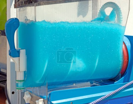 Photo for Cold blue slush sweet drink machine on local market fair - Royalty Free Image