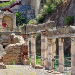 Excavated ruins of Herculaneum ancient site buried under volcanic ash in the eruption of Mount Vesuvius