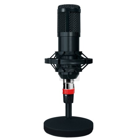 Professional microphone on white background. Sound recording and broadcasting equipment