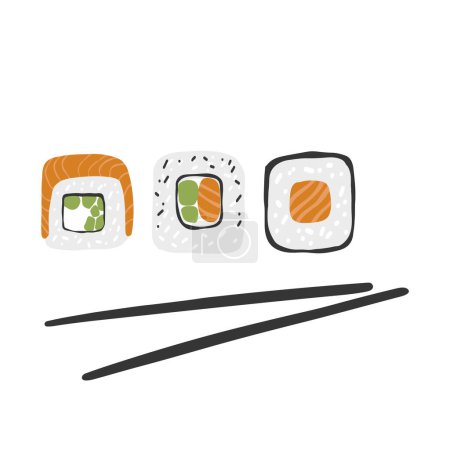Ilustración de Sushi roll set illustration isolated on white background. - Imagen libre de derechos