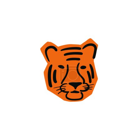Illustration for Tiger head illustration in minimalist cut style isolated on white. - Royalty Free Image