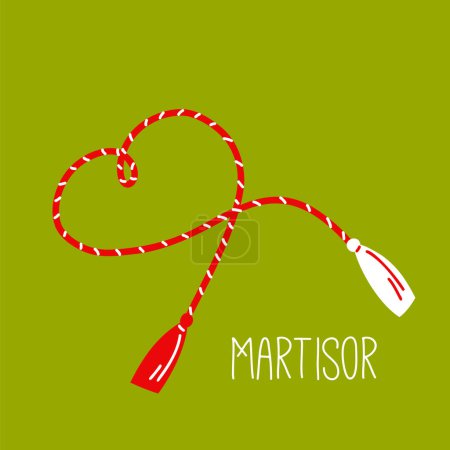 Martisor spring symbol Illustration folklore red and white ribbon amulet.