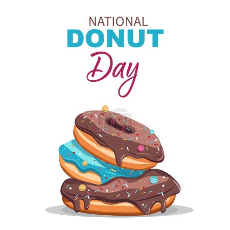 Donut Illustration zum Nationalfeiertag. Cartoon, Ort für Text, Postkarte
