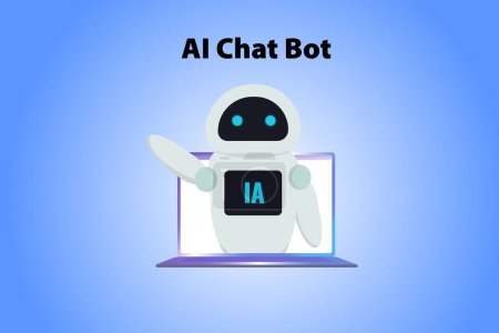 KI Chat Bot Vektor Illustration. Eine futuristische Mischung aus Technologie und freundlichem Design für interaktive Notizen, die die Zukunft mit intelligenten Chat-Schnittstellen überbrückt, ideal für moderne Kommunikation. Platz für Notizen