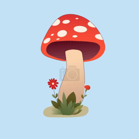 Vector flat mushroom icon set. Agaric mushrooms collection. Magic mushroom symbol, design template. Vector illustration