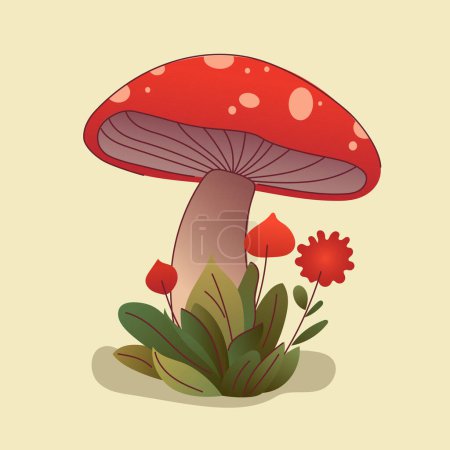 Vector flat mushroom icon set. Agaric mushrooms collection. Magic mushroom symbol, design template. Vector illustration