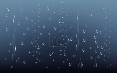 Téléchargez les photos : Texture réaliste de condensation humide.Effet éclaboussure d'eau douce sur la surface.gouttes transparentes de pluie coulent dans le verre.. - en image libre de droit