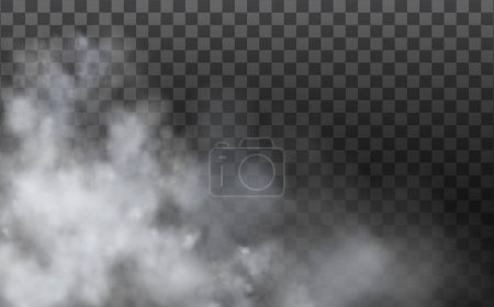 Illustration for Cloudy sky or smog over the city.Vector illustration.White vector cloudiness ,fog or smoke on dark checkered background. - Royalty Free Image