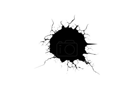 Illustration for Damage from natural disasters, earthquakes or drought.Split, crack and black hole in the wall or on the ground. Catastrophe after the war. - Royalty Free Image