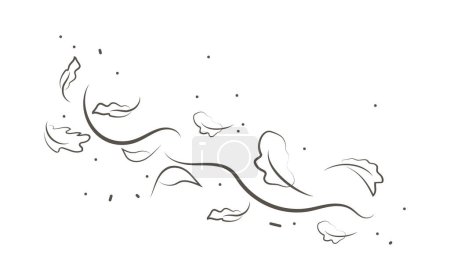 Téléchargez les illustrations : Onde illustration fluide avec dessin animé dessiné à la main style doodle esquisser un dessin d'un souffle de vent.. - en licence libre de droit