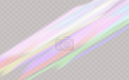 Ilustración de Lente vectorial de colores, luz de arco iris de cristal y efectos transparentes.Superposición para fondos.Concepto de prisma triangular. - Imagen libre de derechos