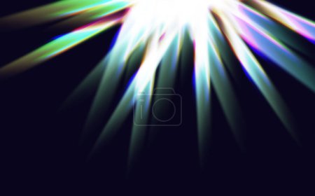 Lente vectorial de colores, luz de arco iris de cristal y efectos transparentes.Superposición para fondos.Concepto de prisma triangular.