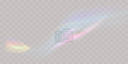 Ilustración de Superposición para fondos. Concepto de prisma triangular. Un conjunto de lentes vectoriales de colores, luz de arco iris de cristal y efectos transparentes llamarada. - Imagen libre de derechos