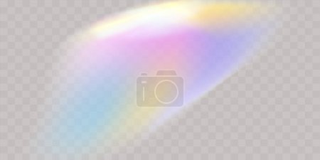 Overlay for backgrounds.Triangular prism concept.A set of colorful vector lens, crystal rainbow light and flare transparent effects.