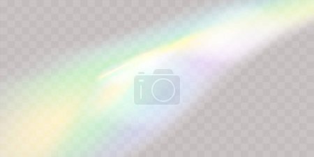 Ilustración de Superposición de fondos. Concepto de prisma triangular.Un conjunto de lentes vectoriales de colores, luz de arco iris de cristal y efectos transparentes llamaradas. - Imagen libre de derechos