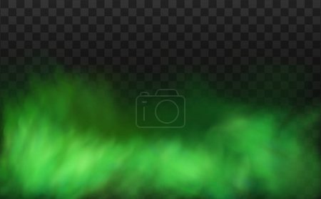 Téléchargez les illustrations : Vector realistic set of stench breath or sweat odor isolated on transparent checkered background.Green stink bad smell, smoke or poison gases,chemical toxic vapour. - en licence libre de droit
