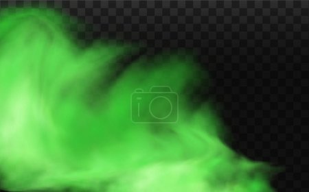 Conjunto realista vectorial de aliento apestoso u olor a sudor aislado sobre fondo a cuadros transparentes.Verde apesta mal olor, humo o gases venenosos, vapor tóxico químico.
