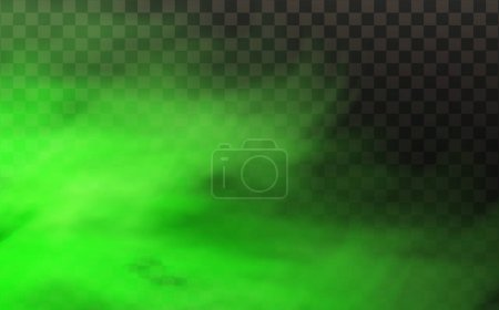 Vector realistic set of stench breath or sweat odor isolated on transparent checkered background.Green stink bad smell, smoke or poison gases,chemical toxic vapour.