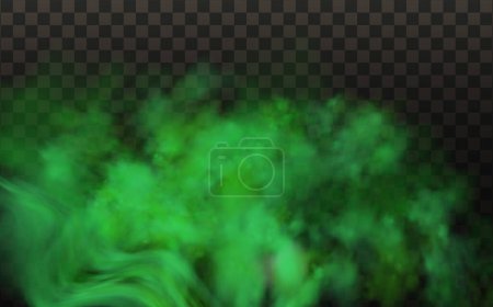 Vector realistic set of stench breath or sweat odor isolated on transparent checkered background.Green stink bad smell, smoke or poison gases,chemical toxic vapour.