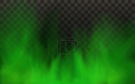 Téléchargez les illustrations : Vector realistic set of stench breath or sweat odor isolated on transparent checkered background.Green stink bad smell, smoke or poison gases,chemical toxic vapour. - en licence libre de droit