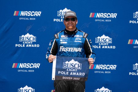 Photo for April 30, 2022 - Dover, DE, USA: Chris Buescher wins pole award for the DuraMAX Drydene 400  at Dover Motor Speedway in Dover, DE. - Royalty Free Image