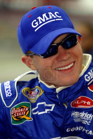 Photo for April 25, 2003 - Fontana, CA, : Brian Vickers enjoys a laugh before going out to qualify at the California Speedway in Fontana, California for the running of the CaliforniaSpeedway.com 300 NASCAR Busch Grand National race. - Royalty Free Image