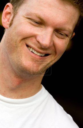 Photo for July 05, 2007 - Daytona, FL, USA: Dale Jr. is all smiles after practice at the Daytona International Speedway for the running of the NNCS Pepsi 400 in Daytona Beach, FL. - Royalty Free Image
