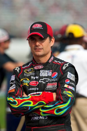 Photo for 05 September, 2009:  Jeff Gordon waits on pit road to qualify for the Pep Boys Auto 500 NASCAR race at the Atlanta Motor Speedway in Hampton, GA. - Royalty Free Image