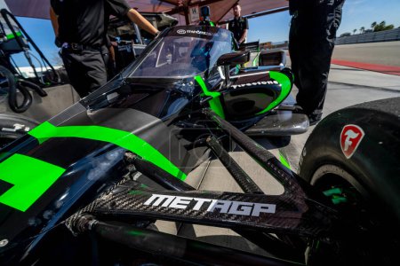 Téléchargez les photos : Crew members of Juncos Hollinger Racing prepare their race car for the The Thermal Club Open Test in Thermal, CA, USA. - en image libre de droit