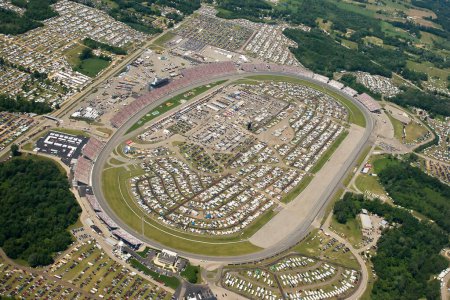 Photo for 15 June, 2008 Lifelock 400 Michigan International Speedway Brooklyn, MI - An aerial view of Michigan International Speedway in Brooklyn, MI during the running of the Lifelock 400 NASCAR Sprint Cup Series event. - Royalty Free Image