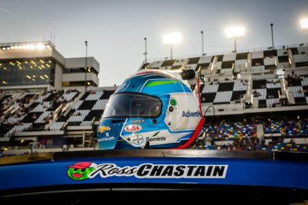 Photo for ROSS CHASTAIN prepares to race for the Bluegreen Vacations Duels at DAYTONA at Daytona International Speedway in Daytona Beach, FL. - Royalty Free Image