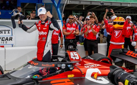 Photo for INDYCAR driver, CHRISTIAN LUNGAARD (45) of Hedensted, Denmark, wins his first pole award for the GMR Grand Prix at the Indianapolis Motor Speedway in Indianapolis, IN, USA. - Royalty Free Image