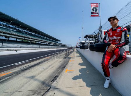 Photo for INDYCAR driver, CHRISTIAN LUNGAARD (45) of Hedensted, Denmark, prepares to practice for the Indianapols 500 at the Indianapolis Motor Speedway in Indianapolis IN, USA. - Royalty Free Image