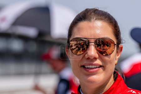 Photo for INDYCAR driver, KATHERINE LEGGE (44) of Guildford, England, prepares to practice for the Indianapols 500 at the Indianapolis Motor Speedway in Indianapolis IN, USA. - Royalty Free Image