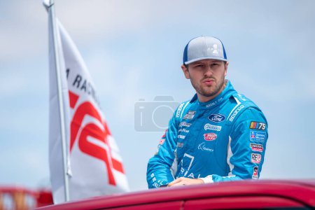 Photo for NASCAR Driver, Todd Gilliland, prepares to race for the Toyota SaveMart 350 at the Sonoma Raceway in Sonoma CA. - Royalty Free Image