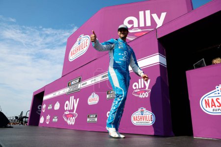 Photo for NASCAR Cup Series driver, Todd Gilliland gets introduced for the Ally 400 in Lebanon, TN, USA - Royalty Free Image