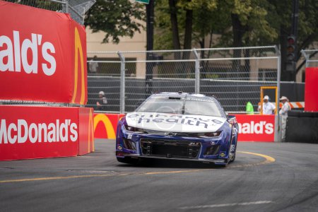 Photo for NASCAR Cup Driver, Shane van Gisbergen (91), races for position through the city streets for the Inaugural Grant Park 220 on the Chicago Street Course in Chicago IL. - Royalty Free Image